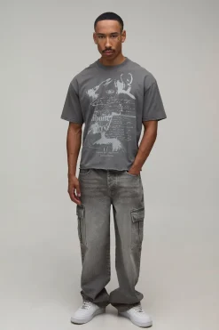 boohooMAN T-shirt Oversize Boxy Effet Usé Imprimé Grunge Délavage Vintage<Homme T-Shirts Impriméstendances|T-Shirts