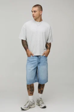 T-shirt Oversize Boxy En Coton Épais Avec Broderie Florale