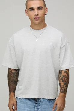 T-shirt Oversize Boxy En Coton Épais Avec Broderie Florale