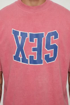 T-shirt Oversize Boxy En Coton Épais Délavé Avec Slogan Sex