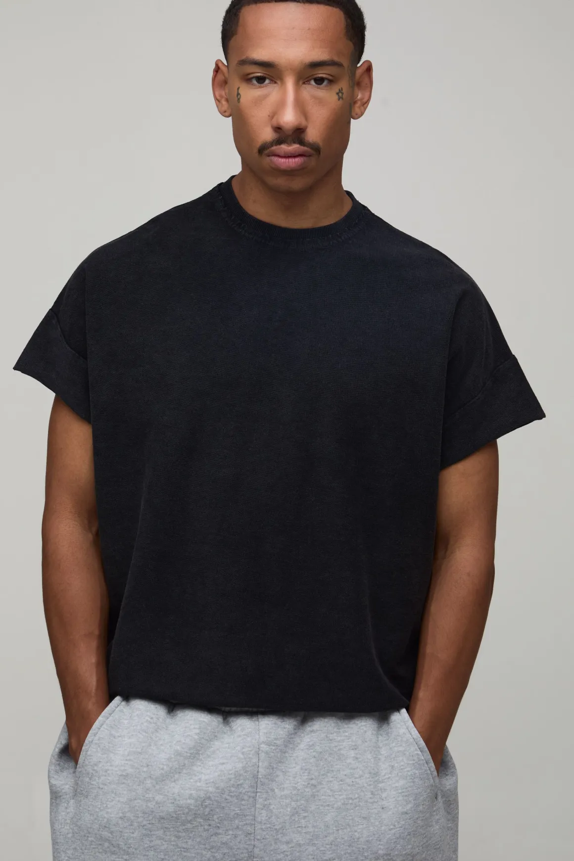 T-shirt Oversize Boxy En Coton Épais Lavé À Manches Courtes Raglan