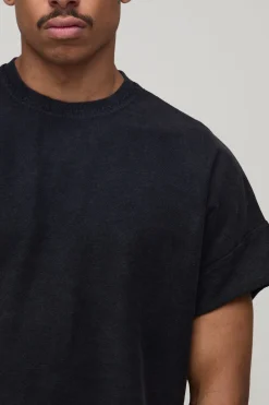 T-shirt Oversize Boxy En Coton Épais Lavé À Manches Courtes Raglan