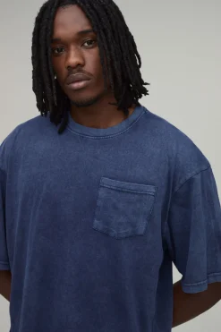 boohooMAN T-shirt Oversize Boxy Essentiel Délavé Avec Poche Poitrine Pour Homme Grand<Homme Tout Afficher|Tout Afficher
