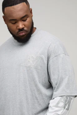 T-shirt Oversize Boxy À Faux Effet Superposé Avec Délavage À L'acide Et Appliqué