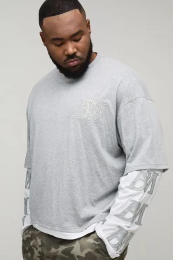 T-shirt Oversize Boxy À Faux Effet Superposé Avec Délavage À L'acide Et Appliqué