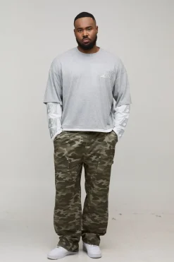 T-shirt Oversize Boxy À Faux Effet Superposé Avec Délavage À L'acide Et Appliqué