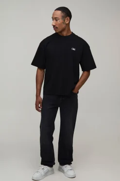 T-shirt Oversize Boxy Homme À Imprimé Floral Script