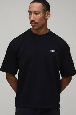 T-shirt Oversize Boxy Homme À Imprimé Floral Script