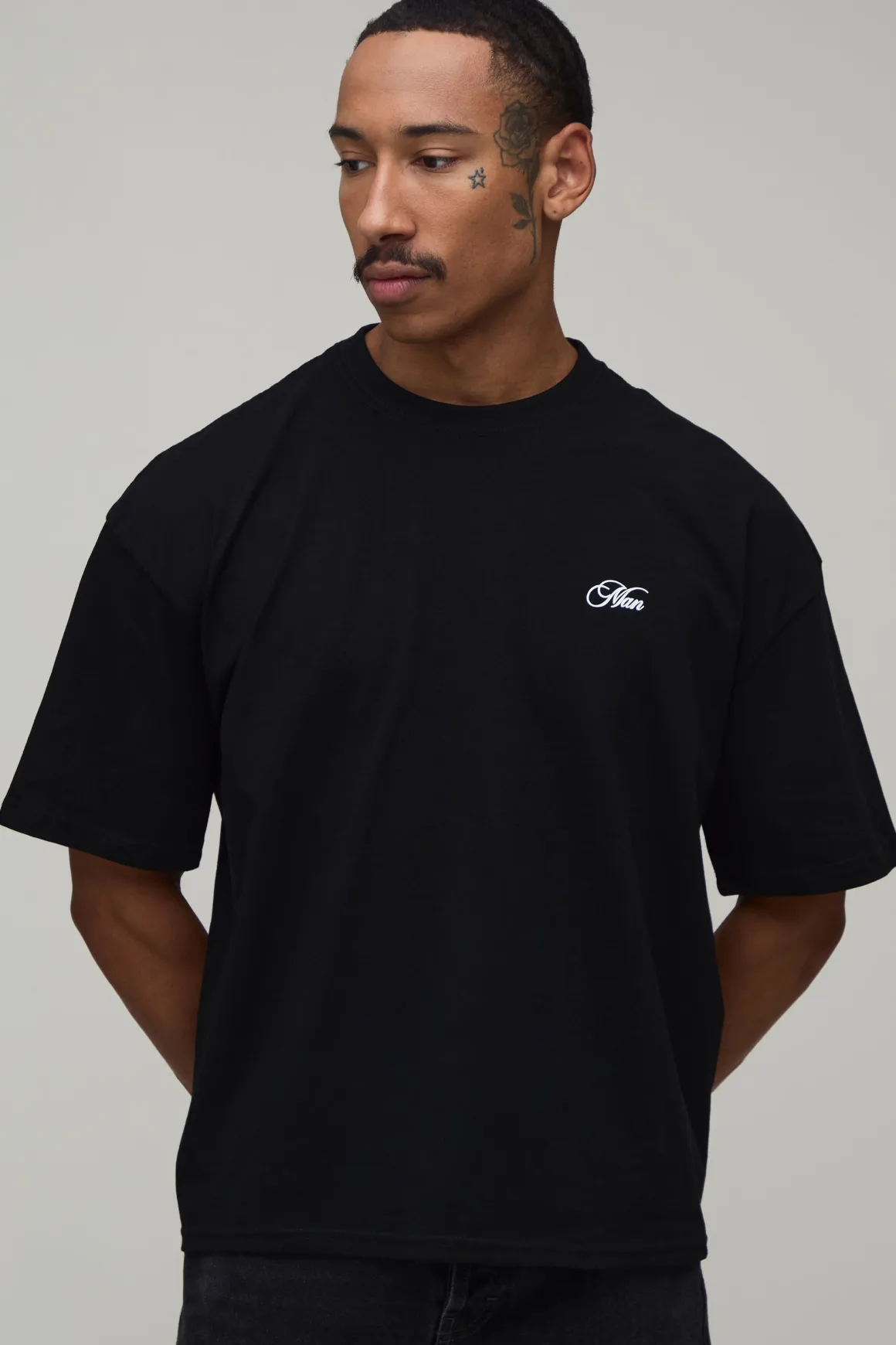 T-shirt Oversize Boxy Homme À Imprimé Floral Script