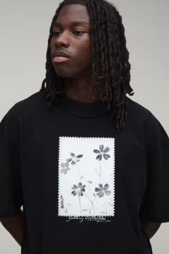 T-shirt Oversize Boxy À Imprimé Floral Poitrine Et Coutures Apparentes