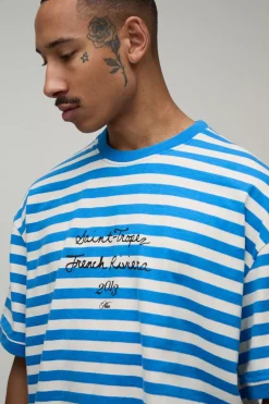 T-shirt Oversize Boxy À Imprimé Rayé Saint Tropez