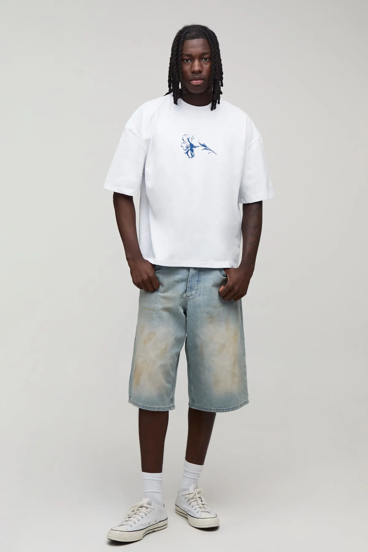 boohooMAN T-shirt Oversize Boxy À Micro Imprimé Floral<Homme T-Shirts Impriméstendances|T-Shirts
