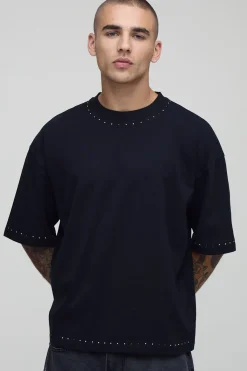 T-shirt oversize boxy orné de strass