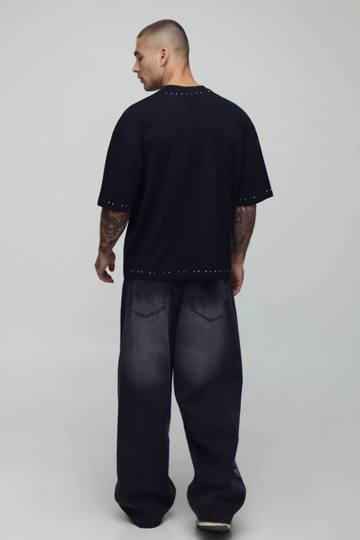 T-shirt oversize boxy orné de strass