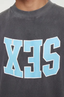T-shirt Oversize Boxy Épais Délavé À Slogan Sex