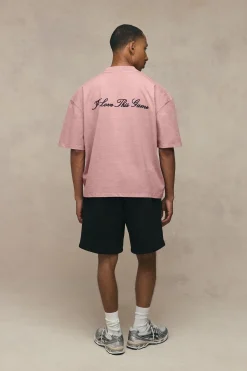 T-shirt Oversize Boxy Rose Délavé À Imprimé I Love This Game