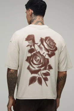 T-shirt Oversize Boxy Tall Stone À Imprimé Floral Pointillé Et Coutures Apparentes