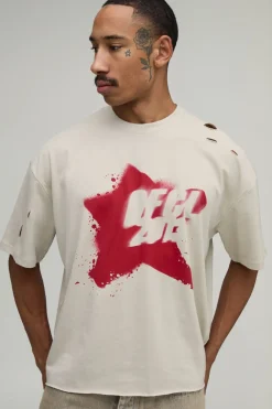 T-shirt Oversize Boxy Étoile Ofcl Effet Usé