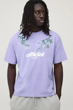 T-shirt Oversize Brodé De Motifs Floraux