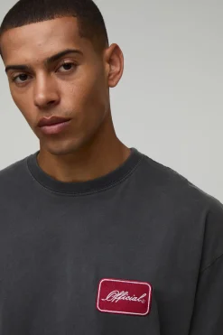 T-shirt Oversize Brodé Délavé Officiel
