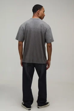 boohooMAN T-shirt Oversize Brodé Ofcl Man Effet Spray Délavé<Homme T-Shirts