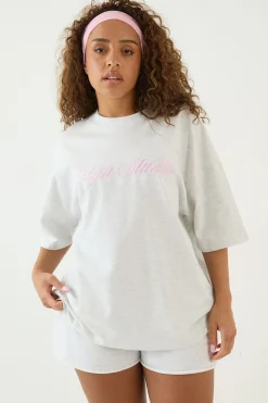 DSGN Studio T-shirt Oversize Brodé Script<Femme Dsgn Studio|Tops