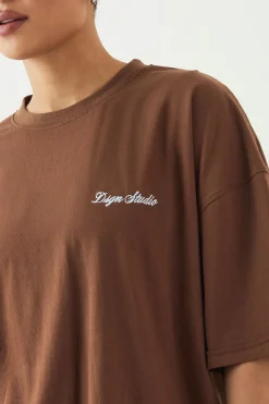 DSGN Studio T-shirt Oversize Brodé Script<Femme Dsgn Studio|Tops