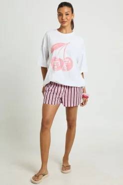 boohoo T-shirt Oversize Cerise Disco<Femme Tops