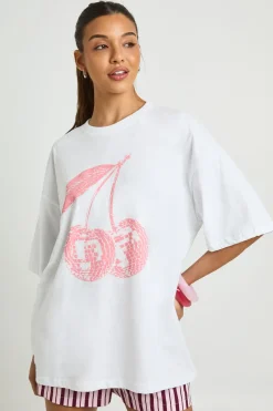 boohoo T-shirt Oversize Cerise Disco<Femme Tops
