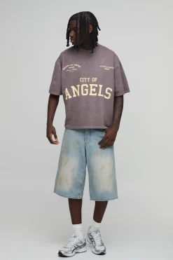 T-shirt Oversize City Of Angels Chocolat Délavé