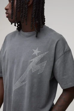 T-shirt Oversize Éclair En Strass