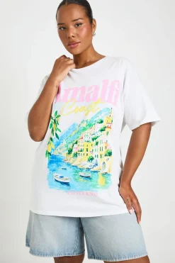 boohoo T-shirt Oversize Club Amalfi Grande Taille<Femme Tops