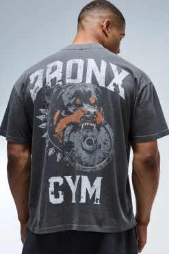 boohooMAN T-shirt Oversize Col Allongé Active Bronx Gym Effet Délavé<Femme Tout Afficher Activewear|Athleisure