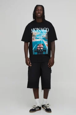 T-shirt Oversize À Col Allongé Imprimé Course De Monaco