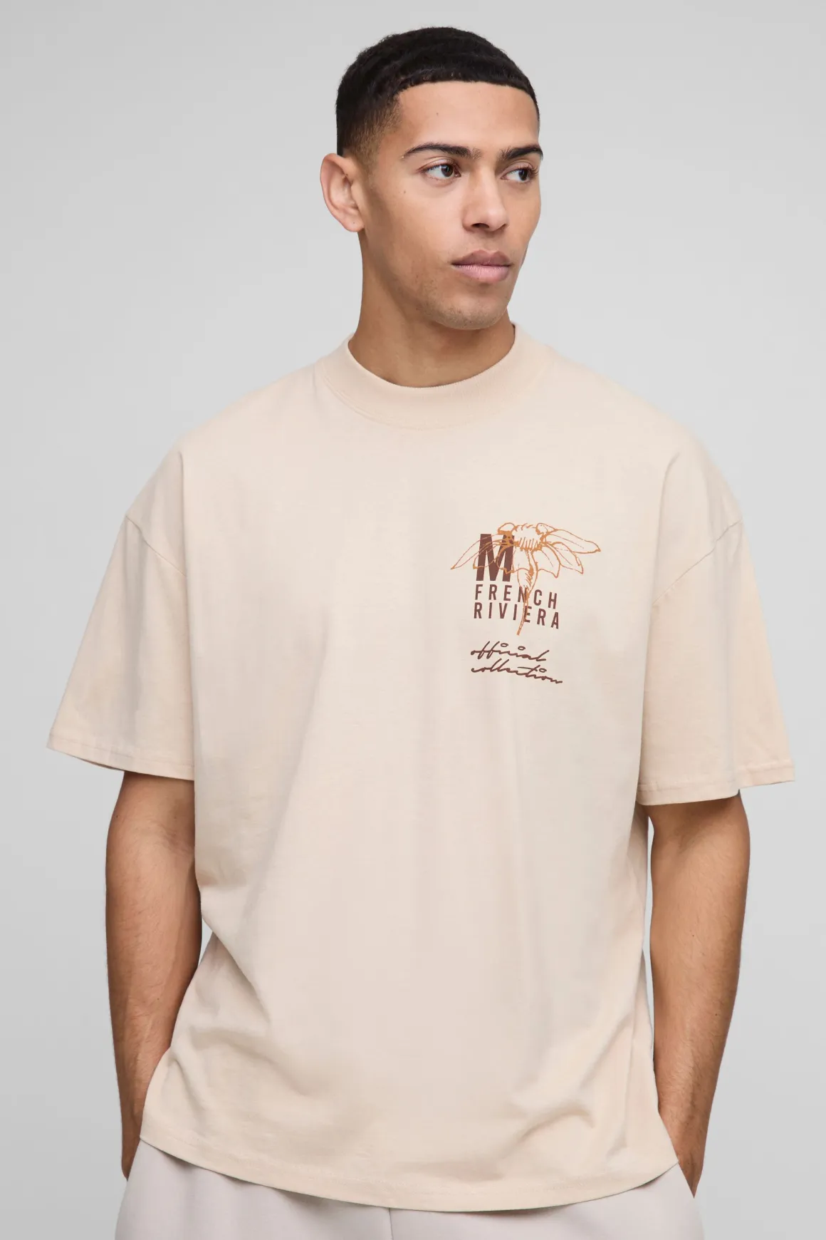 T-shirt oversize à col montant et imprimé Monaco