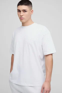 boohooMAN T-shirt oversize à col rond à signature BM<Homme T-Shirts