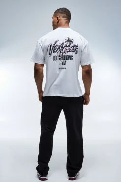 T-shirt Oversize Col Étendu Active Venice Beach Bodybuilding Gym
