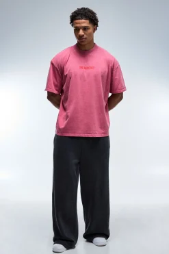 boohooMAN T-shirt Oversize Col Étendu Effet Délavé One More Rep<Femme Tout Afficher Activewear|Athleisure
