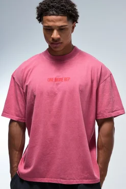 boohooMAN T-shirt Oversize Col Étendu Effet Délavé One More Rep<Femme Tout Afficher Activewear|Athleisure