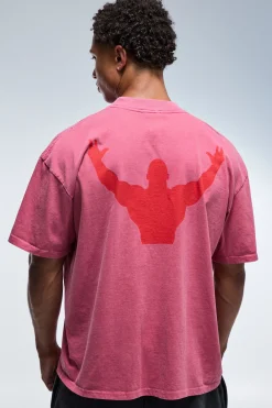 boohooMAN T-shirt Oversize Col Étendu Effet Délavé One More Rep<Femme Tout Afficher Activewear|Athleisure