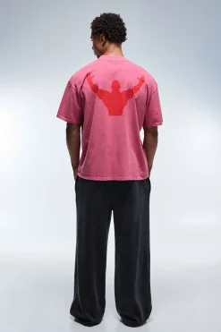 boohooMAN T-shirt Oversize Col Étendu Effet Délavé One More Rep<Femme Tout Afficher Activewear|Athleisure