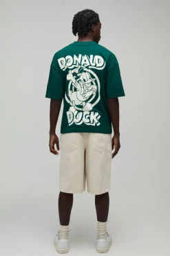 T-shirt Oversize Coupe Ample Donald Duck Imprimé Vague Sous Licence