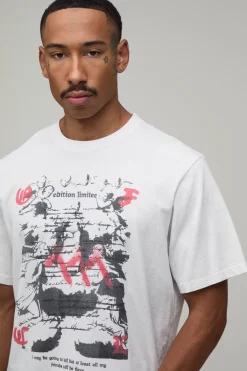 boohooMAN T-shirt Oversize Coupe Ample Imprimé Grunge Effet Délavé Sale<Homme T-Shirts Impriméstendances|T-Shirts