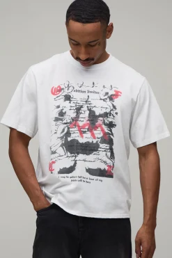 boohooMAN T-shirt Oversize Coupe Ample Imprimé Grunge Effet Délavé Sale<Homme T-Shirts Impriméstendances|T-Shirts