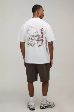 boohooMAN T-shirt Oversize Coupe Ample Imprimé Montagne Japonaise<Homme T-Shirts Impriméstendances|T-Shirts