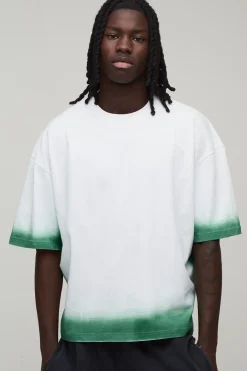 boohooMAN T-shirt Oversize Coupe Boxy Effet Spray Délavé<Homme T-Shirts