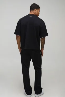 T-shirt oversize à coupe boxy en interlock B Scroll, avec passepoil brodé