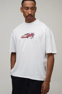 boohooMAN T-shirt Oversize Coupe Boxy Imprimé Voiture Sportive<Homme T-Shirts Impriméstendances|T-Shirts