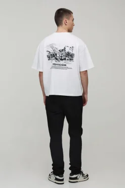 boohooMAN T-shirt Oversize Coupe Boxy Imprimé Paysage Désertique<Homme T-Shirts Impriméstendances|T-Shirts