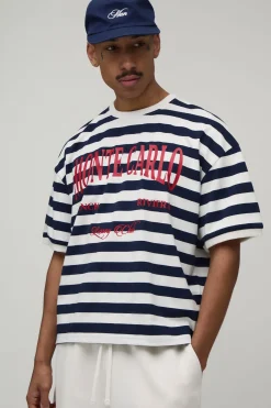 T-shirt Oversize Coupe Boxy À Imprimé Rayures Monte Carlo